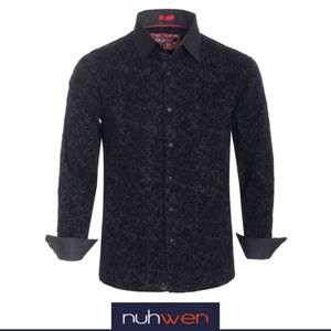 Men's Black Floral Button Up Dress Shirt